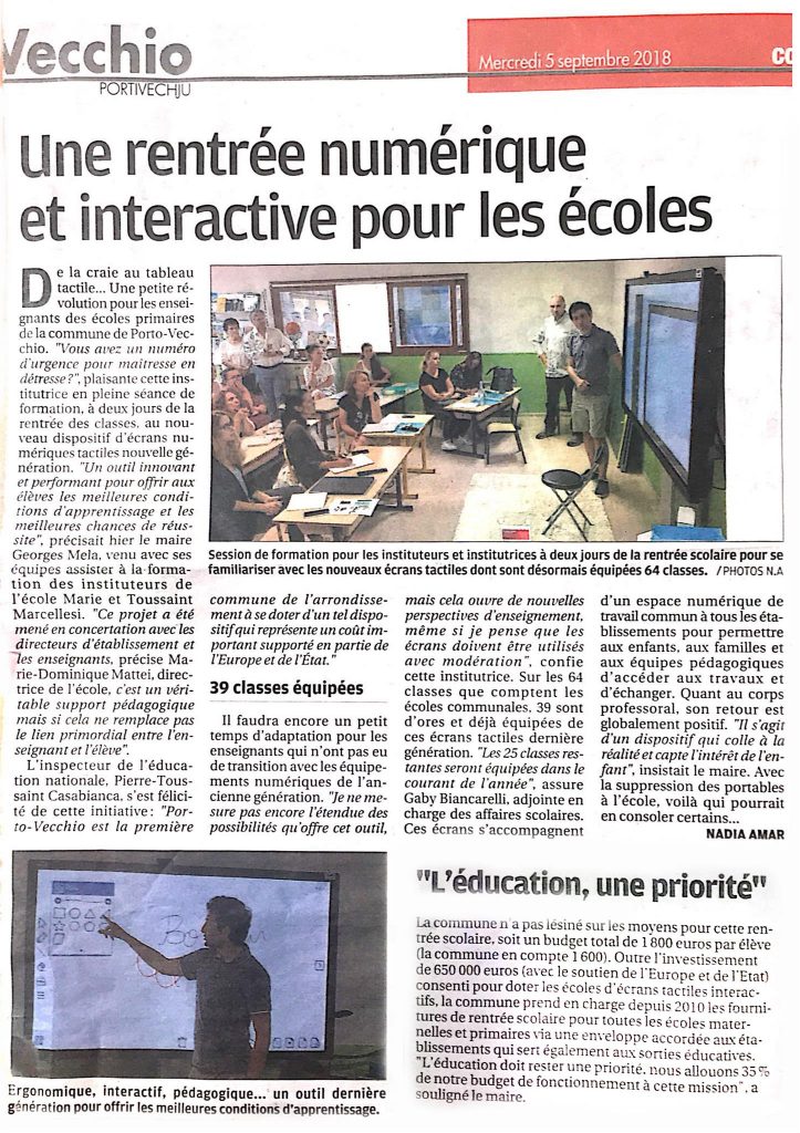 article de presse sur corse matin