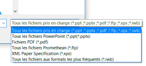 liste de formats de fichiers supportés par smart notebook