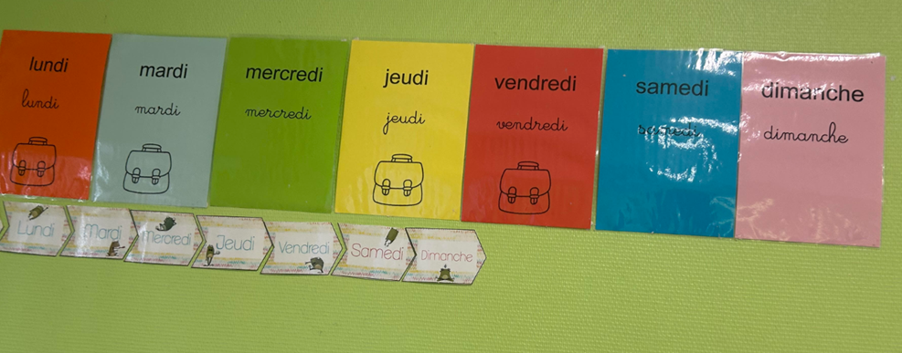 Affichage des jours de la semaine en maternelle